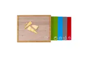 Bamboo Chopping Board with set of 5 Color-Coded Flexible Cutting Mats