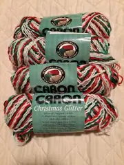 4 Skeins Caron Christmas Glitter Knitting Crochet Yarn NIP