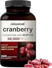 Organic Cranberry Whole Fruit Concentrate, 36, 000mg Herbal Equivalent, 90 Capsules, powerfully Supports Urinary Tract Cleanse, kidney & Bladder Health, No Gmos & Made In Usa