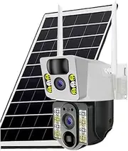 4K Solar Camera 4G SIM Card Dual Lens 8MP HD Night Vision IP CCTV Surveillance PTZ PIR Human Detection Alarm Waterproof WiFi Cam(4G Cam Add 128G Card)