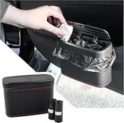 Car Trash Can with Lid,Leather Car Trash Bin with 30 Car Trash Bag,Hanging Leakproof Car Garbage Can,Multi-Purpose Car Organization for Women Car Accessories Fit Car SUV RV