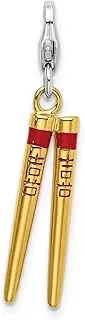 [JewelryWeb] 925 Sterling Silver Solid Polished Fancy Lobster Closure 3 D Enameled Gold Plated Chopstick With-Lobster Clasp Charm Pendant Necklace 33x6mm