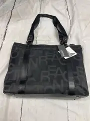 Kenneth Cole Reaction Black Briefcase Messenger Laptop Tote Bag Logo New $140