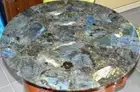 24" Round Labradorite Coffee Table Natural Agate Stone Garden Furniture Decors