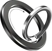 DUEDUE Upgraded Magnetic Phone Ring Holder, Magnetic Cell Phone Grip Stand Finger Ring Kickstand Two-Sided Magnetic Fit for iPhone 16 Pro Max 15 14 13 12 Accessories-Black