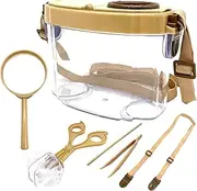 JTCJozz Bug Catcher Kit, Insect Collection, Outdoor Nature Explorer With Tweezers, Magnifying Glass, Science Educational Kit, Observation Container for Boys and Girls (Gold)