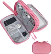 Travel Cable Organizer Electronics Accessories Case for USB Data Cable Earphone Wire Power Bank Phone,Coral