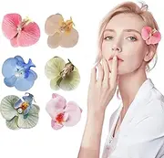 [FILOEEX] 6 Colors Artificial Flower Hair Clip,Hawaiian Flower Hair Clips for Women,3.5inch Orchid Hair Clips,Summers Flowers Hair Clip Bohemia,Flowers Hairpin for Woman Gir Kids Beach Party Holiday (MIX-B)