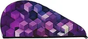 GDSHJKLW Abstract Color Cubes Purple Drying Hair Caps Super Absorbent Soft Hair Drying Towel Quick Dry Coral Velvet Hair Drying Cap Hair Turban for Women Wet Hair Long Thick Hair