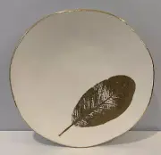 NWT Crate & Barrel Dorata Salad Plate Round 9" Gold Leaf Porcelain Made in Italy