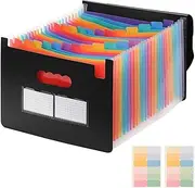 TOWEBOORY Accordion File Folder Organiser, Expanding Files Folders with Cover 25 Pockets,Document Folder with Color Label A4, Colourful File Folder Sorting Folder for School Office