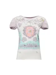 Cream & Lilac Shell Print Stretchy T-Shirt
