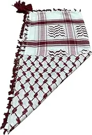[ZUHD] Palestine Keffiyeh Scarf / 100% Cotton Keffiyeh Scarf Wrap for Men And Women Symbolic Design with Braids Shemagh