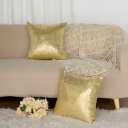 CHAMPAGNE 2 Sequin 18" Throw PILLOW COVERS Square Cushion Cases Home Supplies