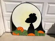 SNOOPY ~ MOON in PUMPKIN PATCH ~ PEANUTS Great Pumpkin ~ HALLOWEEN LAWN ART