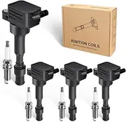 4pcs Ignition Coil & Spark Plug Compatible with Kia Forte Hyundai Elantra 2.0L L4 2015 2016 2017 2018 Coil Pack Replaces# UF816 GN10877 273002E601
