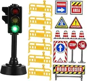 KONTONTY Cute Mini Traffic Signs Mini Road Cones Set 1 Pack of Educational Traffic Light Safe Plaything for Boys and Girls