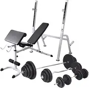 Workout Bench with Weight Rack&Barbell and Dumbbell Set Multi Models vidaXL