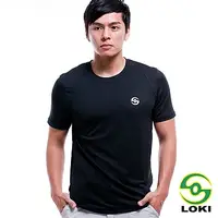 在飛比找PChome24h購物優惠-LOKI 男 VANA 圓領抗UV短袖排汗衣(男)(渡鴉黑)