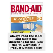 Band-Aid Plastic Strips Assorted Shapes 50 Pack