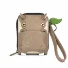 NWT CHALA GRAY BROWN HIPPO RFID CREDIT CARD HOLDER ZIPPERED WALLET FAUX LEATHER