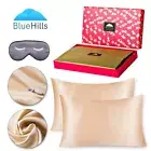 BlueHills 22 Momme Pure Natural Silk Pillowcase 3 Piece Gift Set Standard Gold