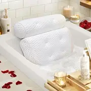 Premium Bathtub Pillow with 6 Suction Cups - Extra Thick and Soft 4D Air Mesh, Ergonomic Design for Head, Neck, and Back Support - Fits All Bathtubs and Hot Tubs