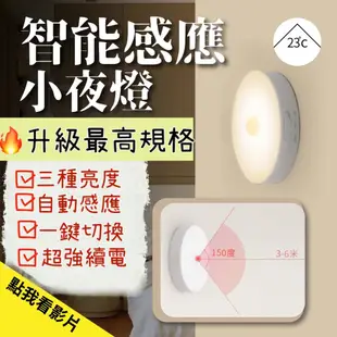 【23°C】人體感應燈 智能光控 USB充電 紅外線 小夜燈 自動感應 感應燈 床頭燈 (4.6折)