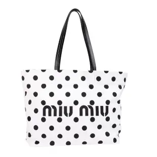 【MIU MIU】大型帆布LOGO托特包(白色)