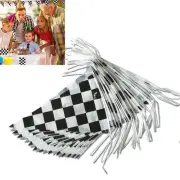 Home Outdoor Flags Bunting PE Party Pennant Flag Racing 30M Black White
