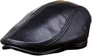 [CVMRBY] Winter Hats,Leather Beret for Men Newsboy Hat with Foldable Ear Flaps Golf Cap with Lining Winter