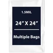 1.5Mil 24" X 24" | LDPE Clear Flat Poly Bags, Flexible & Durable | Multiple Bags