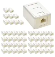 1 Port Cat.6 Keystone Jack Surface Mount Box with RJ45 Keystone Jack White 50Pk