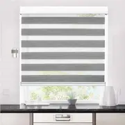 Marlow Blackout Zebra Roller Blind Curtains Double Window Sunshade 180x210 Grey