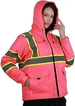 Reflective Safety Jacket For Women High Visibility Jacket With Pockets Zipper Front ANSI/ISEA Standard