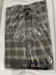 Bill Blass Men’s Size L Beige Plaid Long Sleeve Flannel Winter Pajamas Set NWT