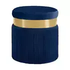 Maklaine Contemporary Velvet Ottoman/Stool in Navy