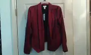 CHICO'S LINED DRAPE FRONT JACKET SIZE 0 (4-6) - NEW RED METALLIC (T019K)