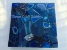 15" Blue Agate Table Top Natural stones pietradura Handmade Work Decor