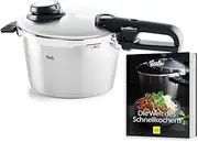 [Fissler] Vitavit Premium Pressure Cooker Set (4.5 L, Diameter 22 cm) + Free Steamer Insert and Pressure Cooker Book, Stainless Steel Pressure Cooker, 4 Cooking Levels - Induction
