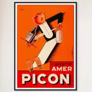 Galrie Amer Picon Vintage Waiter Advertising Poster -French Aperitif Art Print Home Decor, Black Frame, 50 x 70cm (20 x 28inch)