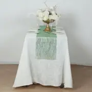 5 HUNTER GREEN GOLD Organza Table Runners with Foil Wave Design