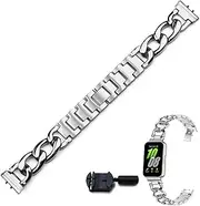 Slim Metal Band Compatible with Samsung Galaxy Fit 3 for Women,Adjustable Wristband Chain Link Steel Replacement Accessories Bracelet for Galaxy Fit 3 (Include Watch Link Removal Kit)