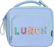 Amersun Kids Insulated Lunch Box- Water-Resistant, Reusable Cute Lunch Tote Bag with Water Bottle Holder & Multi-Pocket-Ideal for Ages 3+ Girls, Boy, School,Travel(Baby Blue)