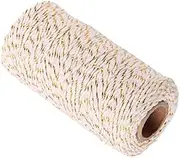 kokiya 328 Feet (100m) Colored Cotton Twine String Rope Cord for Crafts, White Gold