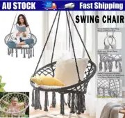 ⚡Hammock Swing Chair Metal Frame Cotton Rope Macrame Hanging Chair Swing Seat Au