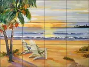 Beach Tile Backsplash Carol Walker Art Mural POV-CWA009