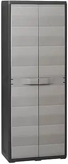 vidaXL - Durable Outdoor Storage Cabinet with 3 Shelves, Polypropylene Material, Black and Grey - Compact Storage Office/Garden/Patio Organiser