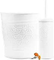 Autumn Alley White Farmhouse Bathroom Trash Can and Toilet Bowl Brush with Holder - White Bathroom Accessories Set for Charming Bathroom Décor