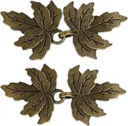 yyangz Cloak Clasp 2 Pairs Mmaple Leaf Cape Closure Sweater Clip, Sew On Hooks and Eyes Cardigan Clip, Vintage Sweater Swirl Clip, Ancient Bronze